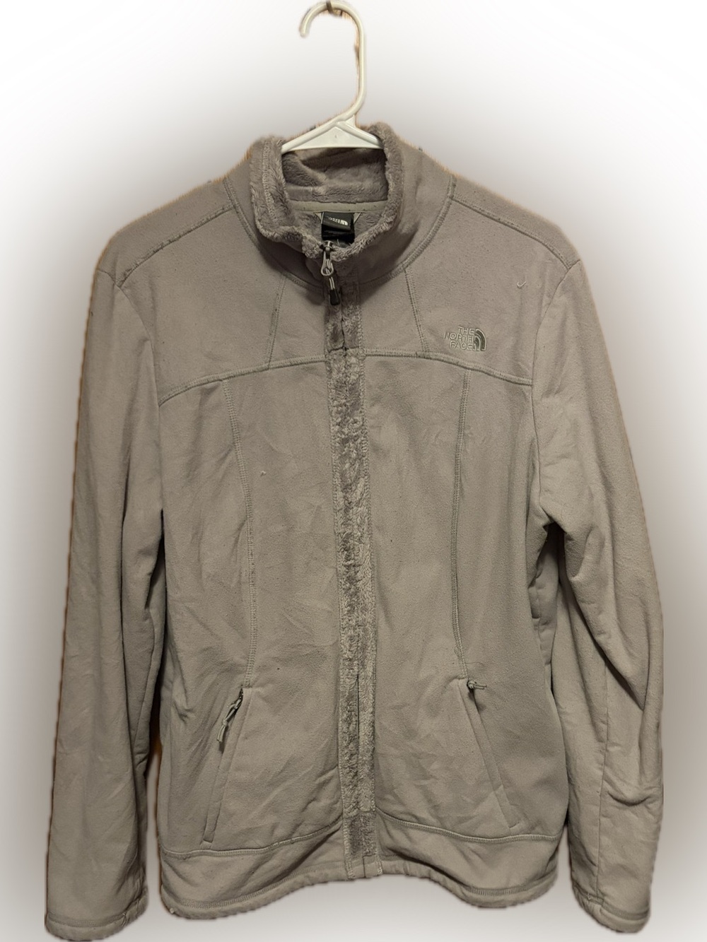 The North Face Light Gray Fleece Full-Zip Jacket